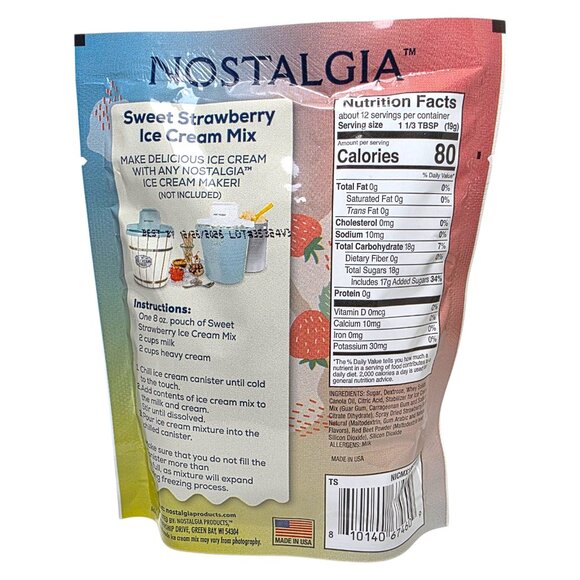Nostalgia Sweet Strawberry Premium Ice Cream Mix Lot of 5 Bags 8oz Best By 12/26 - Picture 7 of 7